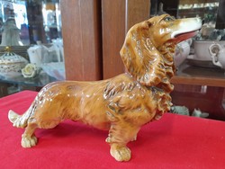 German, germany volkstedt karl ens large dachshund dog porcelain figurine. 26 Cm.