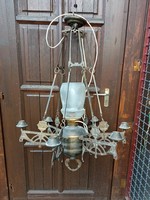Copper Art Nouveau contemporary chandelier with 6 candle arms