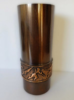 Industrial art, bronze vase, with plastic sports motifs, retro