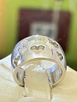 Tömör ezüst gyűrű, valódi-természetes gyémánt kövekkel