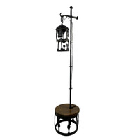 Industrial wrought iron floor lamp with folding table