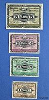 Német hadifogolytábori bankjegy lot 1917 Havelberg UNC (4db)