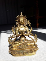Original late 18th century Prince Siddhartha Guatama, Buddha statue with golden smoke. 20 cm high
