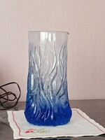 Kék  skandináv   /   finn ?? jég üveg  kancsó,   kiöntő , karaffa ,  váza