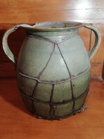 Old wire earthenware pot, silke
