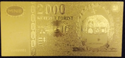 24 karátos aranyozott 2000 forint, milleniumi 2000 forint másolata