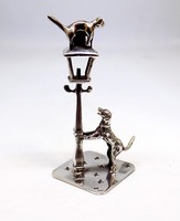 Ezüst cica-kutya miniatűr figura ( Zal-AG111074)