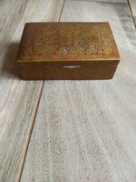 Pazar fabetétes, festett, antik réz doboz (13x8,5x4,5 cm)