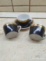 Hollóházi coffee set for sale! 3 Black gold cups + 1 coaster for sale!