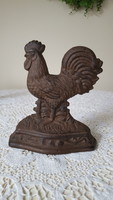 Small, rooster-shaped cast iron door support, decoration