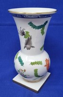 Herendi talpas Poisson halas mintás kínaizáló keleti stílusú porcelán váza  CZ