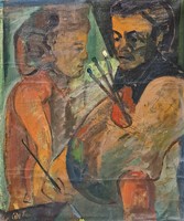 Self-portrait with nude, 1961 (oil, canvas), signed