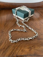 Silver square men's anchor necklace