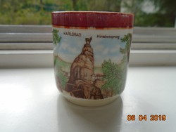 Antik Eozin mázas Karlsbad  souvenir csésze