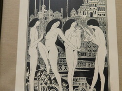 Sassy Attila (1880 - 1967): Szecessziós ex libris 1910.Grafika