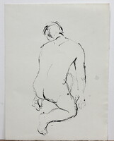 Kneeling man, ink drawing