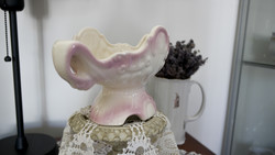 Patinated, baroque, pink, earthenware centerpiece, offering.