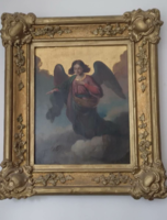 Angyalt ábrázoló (ismeretlen festő) 19. századi ikonszerű olaj festmény