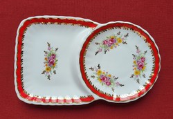 K&K német porcelán tálka kínáló tányér rózsa virág mintával csészealj