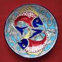TUNISIE kerámia porcelán hal mintás nagyméretű tálaló tál mély tányér