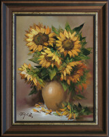 Rajczi Zoltán: Virágaim - kerettel 52x42 cm - alkotás: 40x30 cm - 188/787