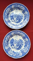 2db Villeroy & Boch Burgenland Mettlach német porcelán kék jelenetes mély tányér