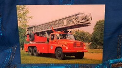 Régi autós, tűzoltós képeslap 2 (M3628)