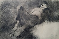 Endre Szasz: sleeping - signed etching, 1960