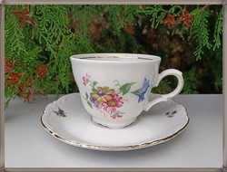 Elegant mitterteich porcelain cup set with flower bouquet pattern