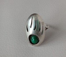 Silver ring with malachite stones, small size