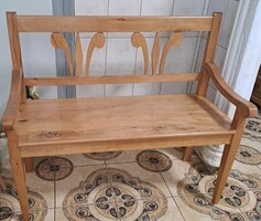 Folk bench with wooden arms, horse seat, garden furniture