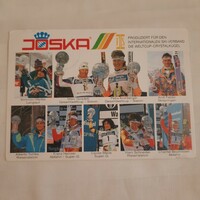 FIS Ski World Cup winners with joska's kristall crystal ball postcard with stamp, stamping