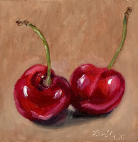 Cherries - small oil painting
