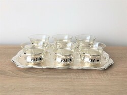 Silver-plated tea set with tray and heat-resistant Jena glasses
