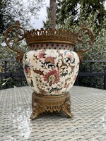 Zsolnay antik perzsa mintas réz szerelékes kaspo