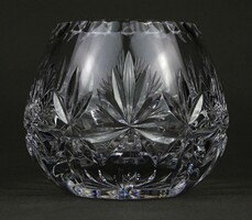 1M571 Régi díszes csiszolt kristály váza 8.5 cm