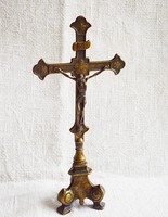 Antik bronz feszület , korpusz asztali 33 cm (01)