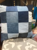 Small decorative pillow, made of denim. Recycled product from old jeans 1.