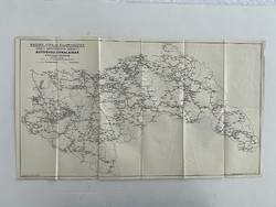 Magyar Királyi Államvasutak autóbuszvonalainak és hálózatának átnézeti térképe, 2 oldalas cca.1940.