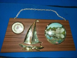 Retro souvenir shop wall picture with a picture of a balaton with a sailboat and a working barometer according to pictures 3.