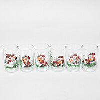 Retro glass children's glasses with a dog pattern, set of 6 glasses from the 70s