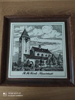 Dutch tile picture in a wooden frame