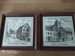 Dutch tile picture in a wooden frame