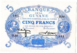 Francia Guyana  5 Francia guyanai frank 1947 REPLIKA