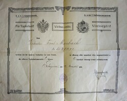 1915ös, Vitézségi érem adományozó okirat!