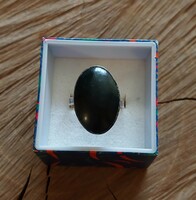 Silver ring with jade stone, adjustable size