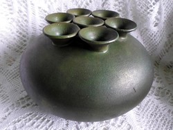 Special 7-necked, iridescent, large-sized heavy vase