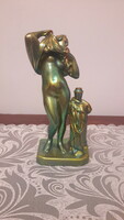 Eosin-glazed Zsolnay figurine with amphora