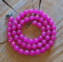 Special faceted cut pink agate necklace
