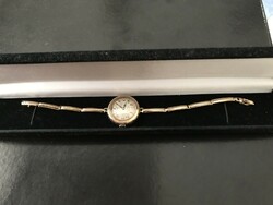 Art-deco movado 14k gold bracelet watch with blue niello decoration, perfectly working